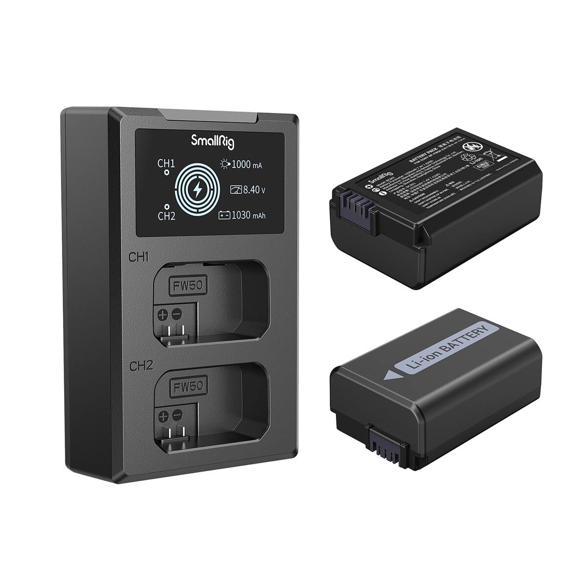 SmallRig CH1 1000 mA 8.40 V PACK, BATTERY UHON go Smalling 14/30mah Maudell WERM - CH2 1030 mAh CH1 FW50 + CH2 FW50 Li-ion BATTERY