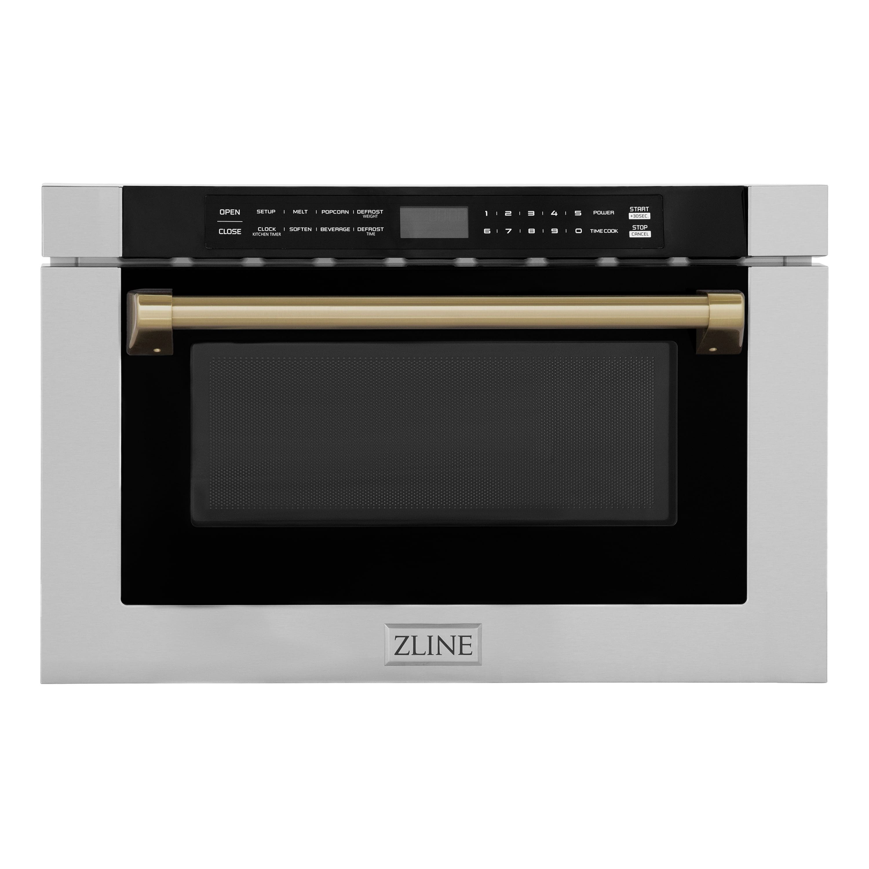 ZLINE - Autograph Edition 24 in. 1.2 cu. ft. Built-in Microwave Drawer - Stainless Steel and Champagne Bronze Accents