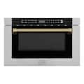 ZLINE - Autograph Edition 24 in. 1.2 cu. ft. Built-in Microwave Drawer - Stainless Steel and Champagne Bronze Accents