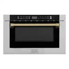 ZLINE - Autograph Edition 24 in. 1.2 cu. ft. Built-in Microwave Drawer - Stainless Steel and Champagne Bronze Accents