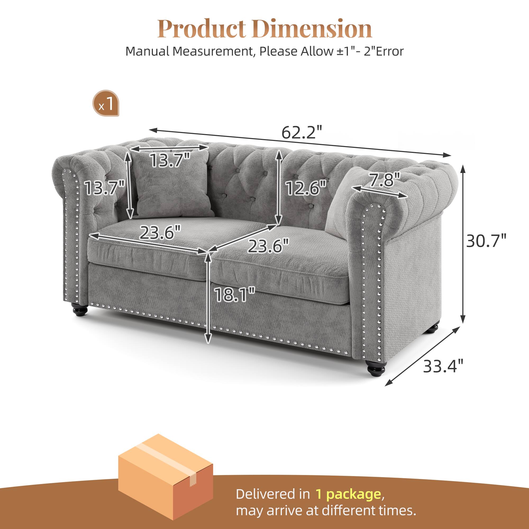 Product Dimension Manual Measurement, Please Allow 1"- 2" Error

x1

13.7" 13.7"
62.2" 12.6"
7.8"
23.6" 23.6"
30.7"
18.1"
33.4"

Delivered in 1 package, may arrive at different times.
