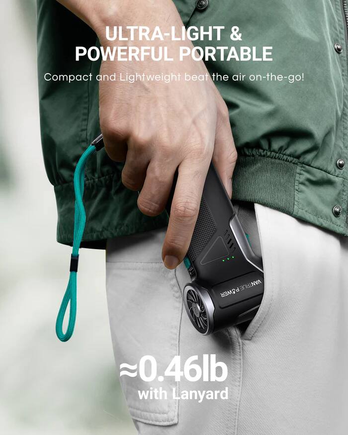 ULTRA-LIGHT & POWERFUL PORTABLE  
Compact and Lightweight beat the air on-the-go!  
≈0.46lb with Lanyard