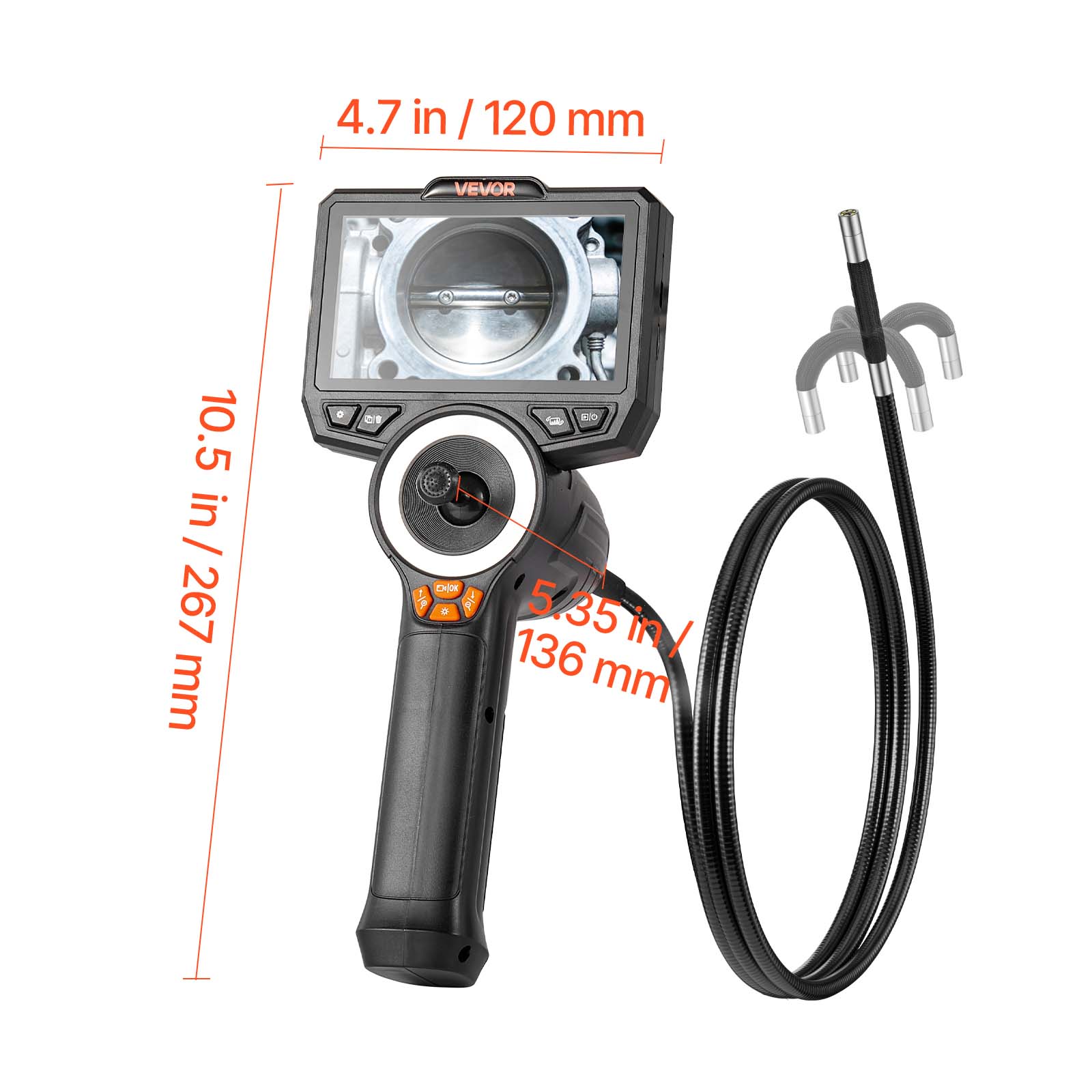 4.7 in / 120 mm  
10.5 in / 267 mm  
5.35 in / 136 mm