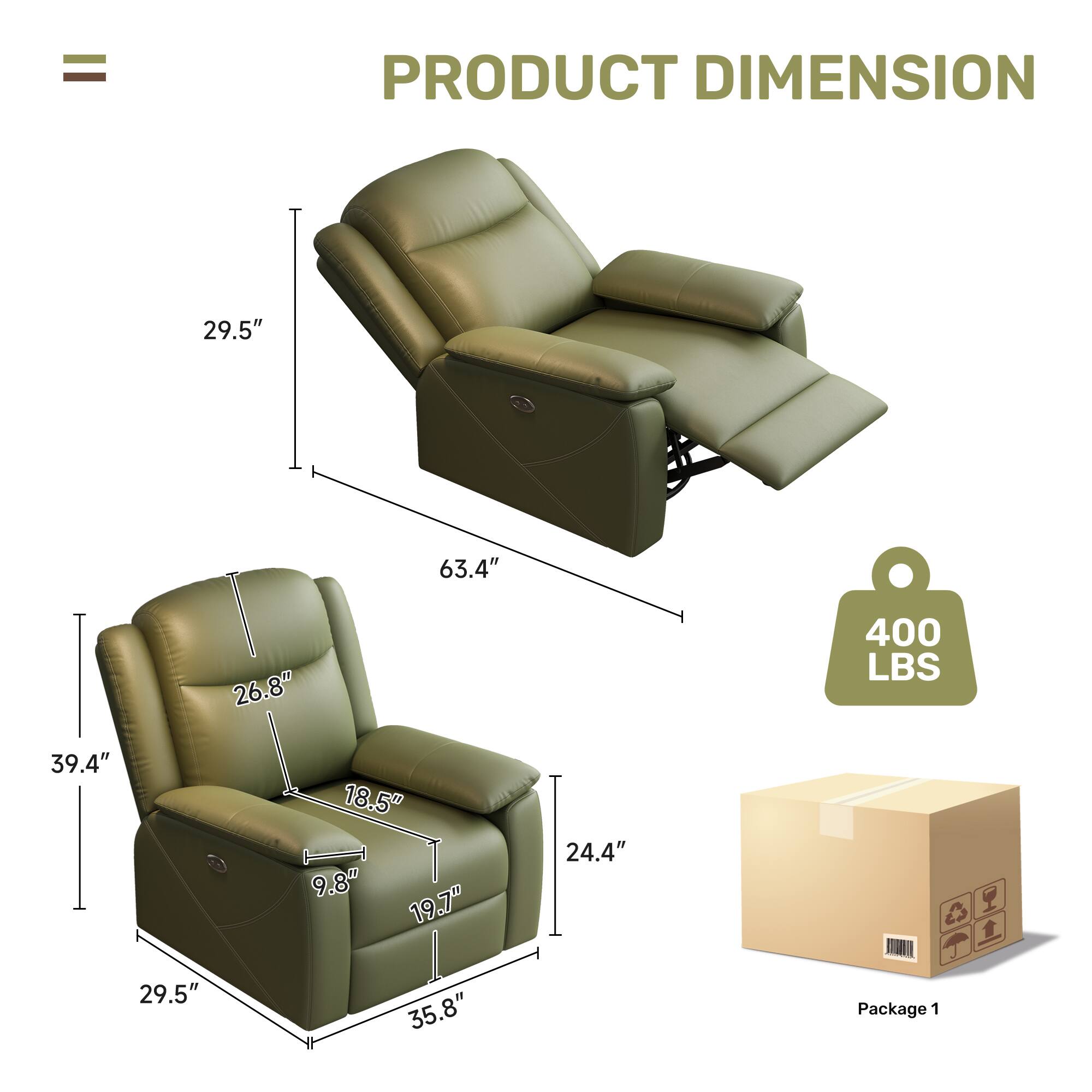 PRODUCT DIMENSION

- 29.5"
- 63.4"
- 26.8"
- 400 LBS
- 39.4"
- 18.5"
- 9.8"
- 19.7"
- 35.8"
- 24.4"

Package 1