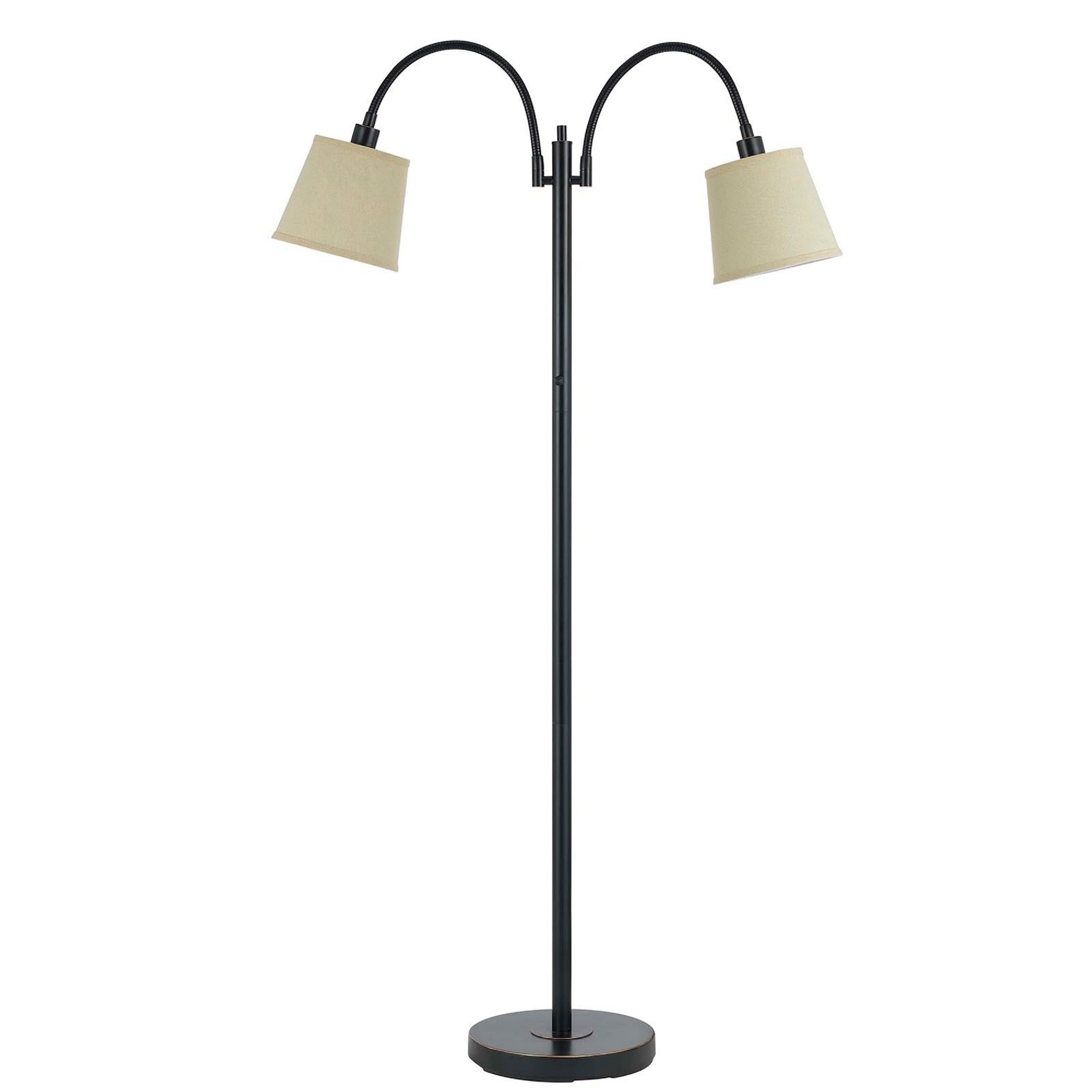 Manhattan Lane - 80 Watt Metal Floor Lamp with Dual Gooseneck and Uno Style Shades