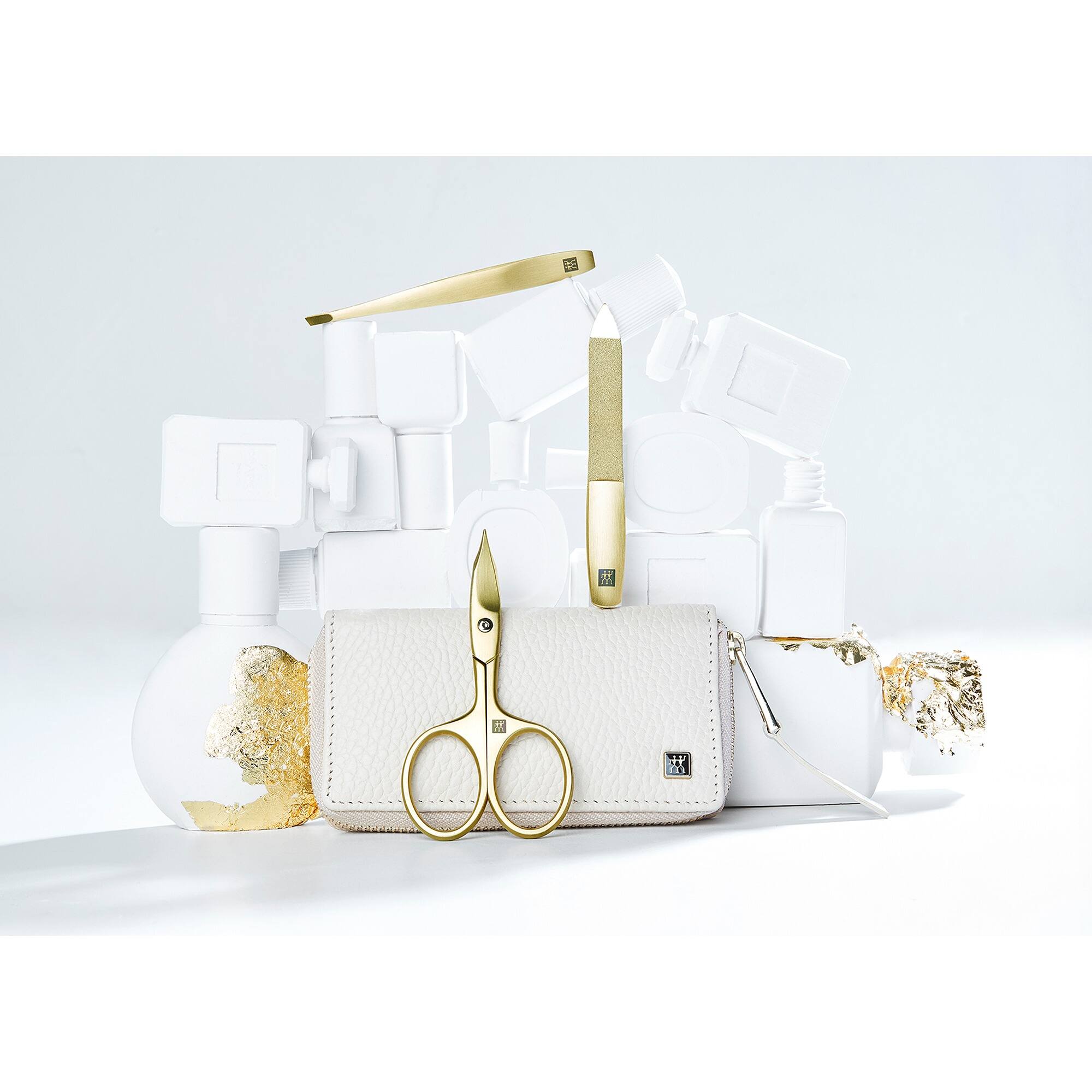 Alt View 2. ZWILLING - ZWILLING Beauty Premium 4-pc Manicure Set Gold Edition with White Leather Case - off-white.