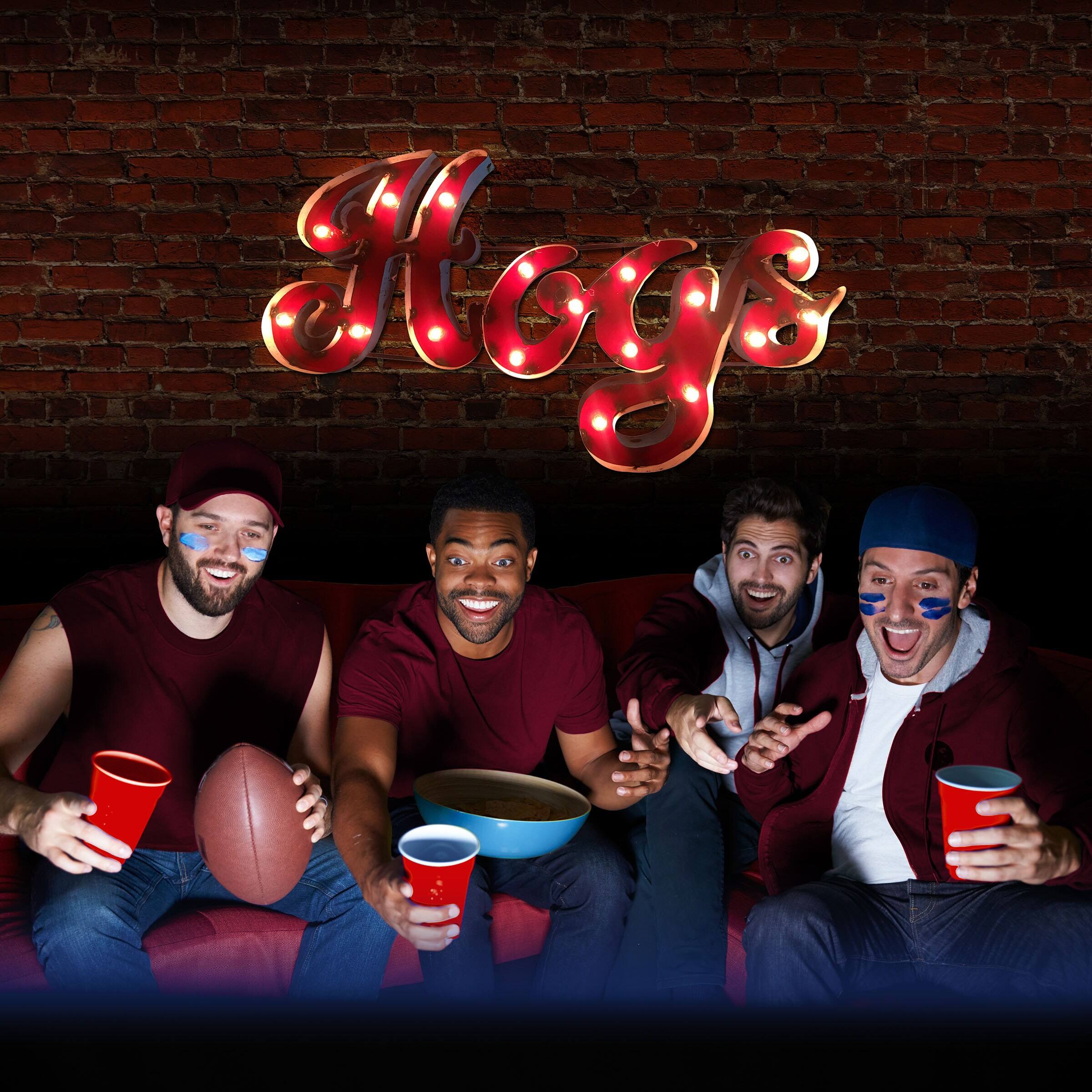 Alt View 2. Imperial - Arkansas Razorbacks Logo Lighted Recycled Metal Sign - Multicolor.