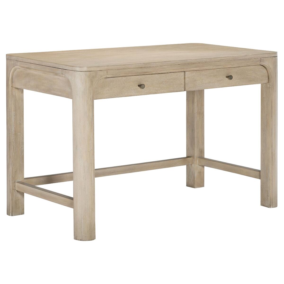 Angle. Loheer - Loheer Makeup Vanity Table, Weathered Mango Finish, Two Felt-Lined Drawers - Weathered Mango.