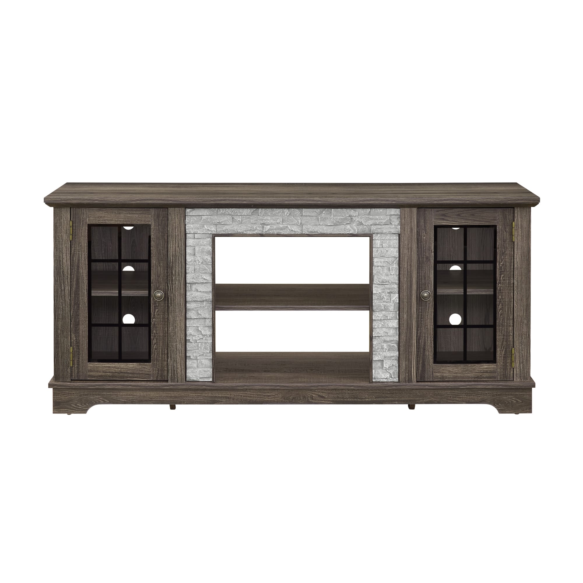 GOODSILO - Modern Grey Entertainment TV Stand Console with Faux Stone Front and Adjustable Shelves Storage Cabinet - Gray