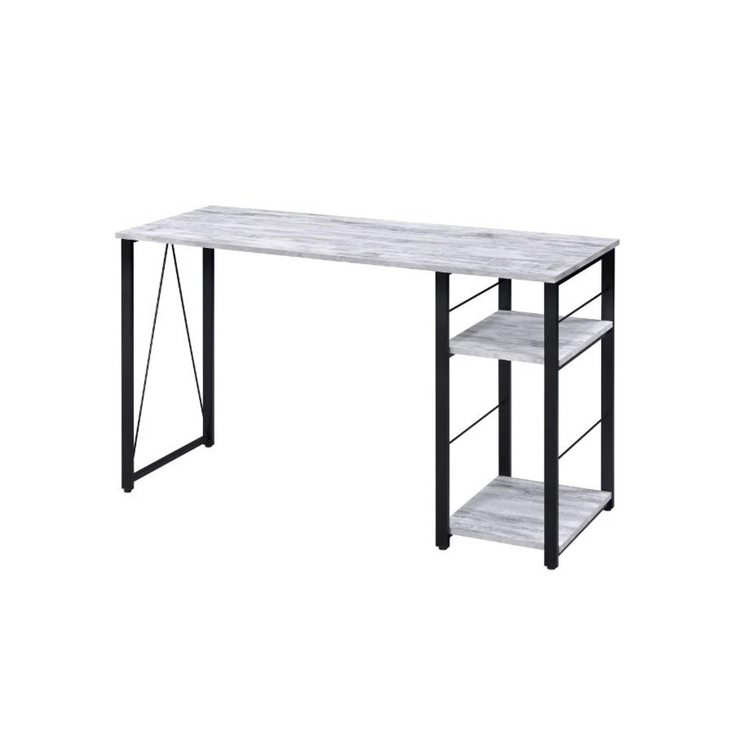 Manhattan Lane - Writing Desk with Rustic Wood Finish, Antique White and Black - White, Black
