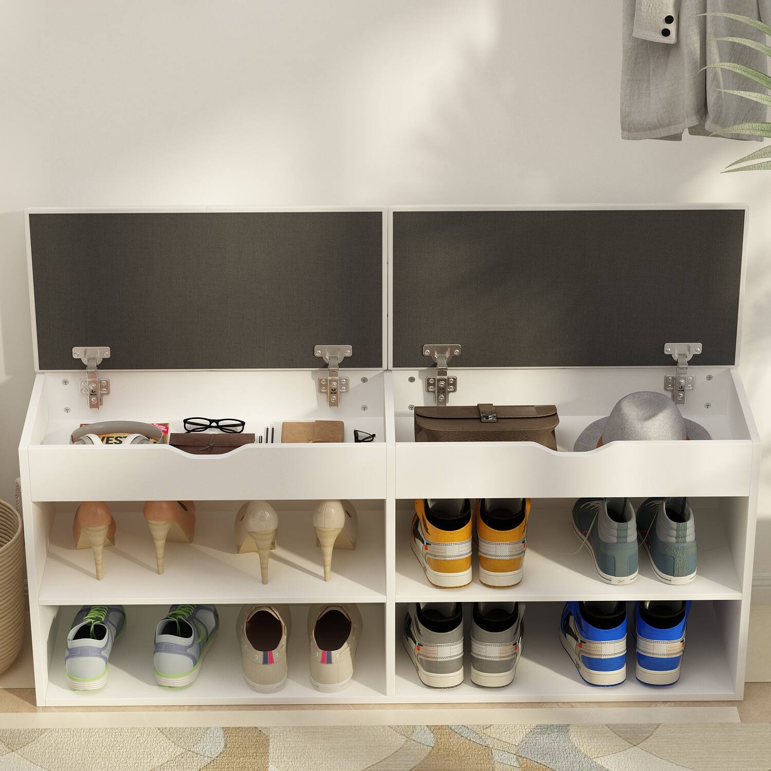 Alt View 5. Famapy - Famapy 2 - in - 1 Entryway Shoe Storage Bench with Hidden Compartments - White.