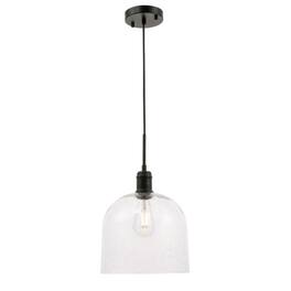 Living District - Gabe 1 light pendant - Black And Clear Seeded Glass