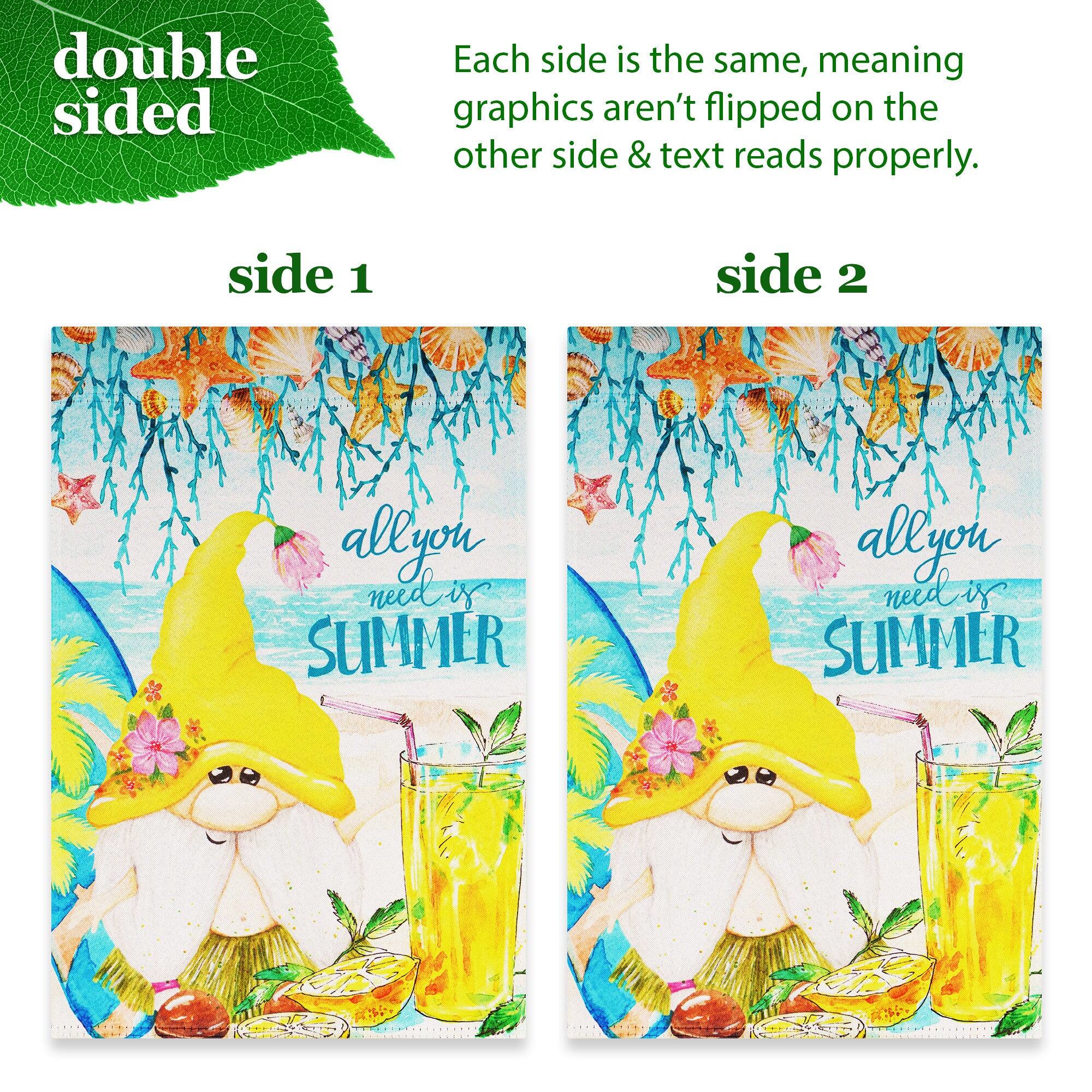 double sided

Each side is the same, meaning graphics aren't flipped on the other side & text reads properly.

side 1

side 2

allyou need is SUMMER