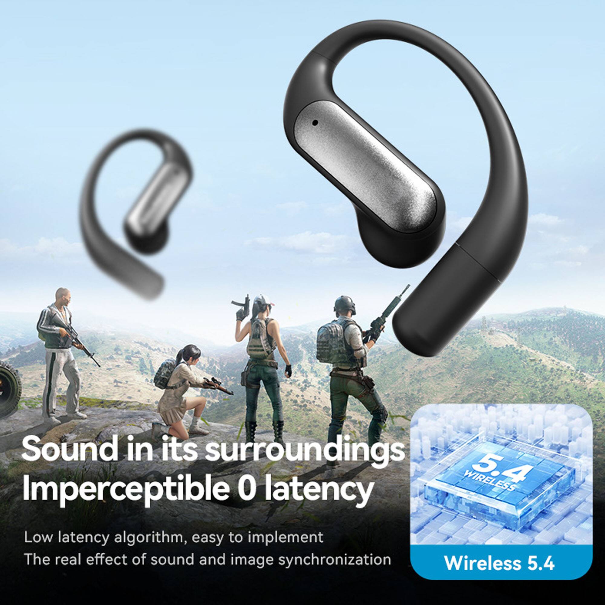 Sound in its surroundings  
Imperceptible 0 latency  
Low latency algorithm, easy to implement  
The real effect of sound and image synchronization  

Wireless 5.4