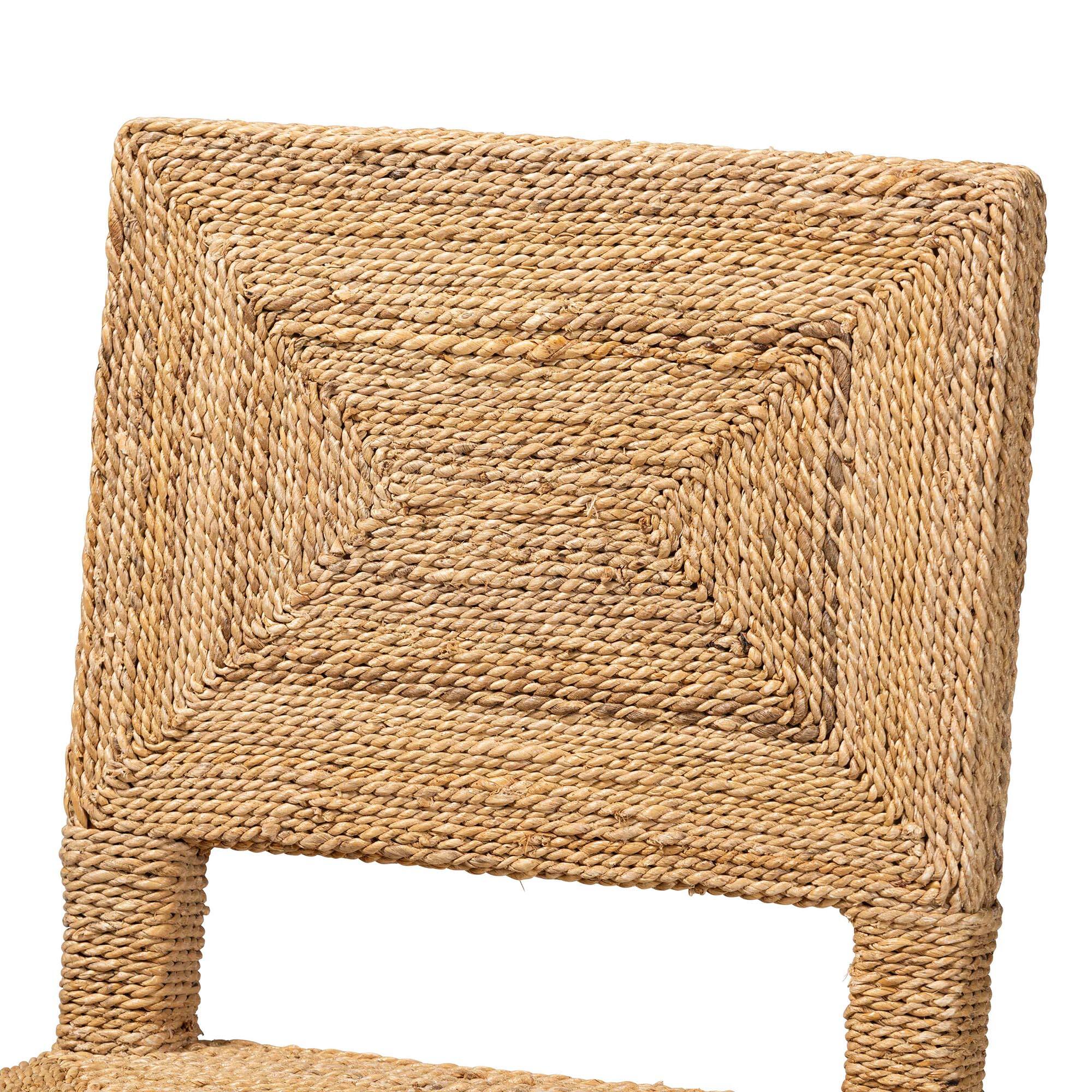 Alt View 1. bali & pari - Anfield Modern Bohemian Natural Seagrass and Mahogany Wood Counter Stool - Natural.