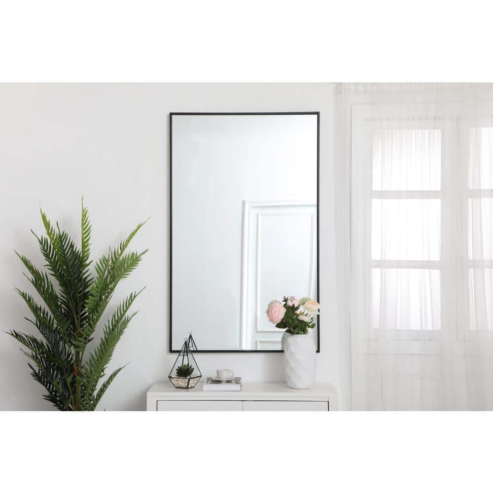 Photos - Mirror Elegant Decor - Metal frame rectangle  30 inch - Black BG3604881 