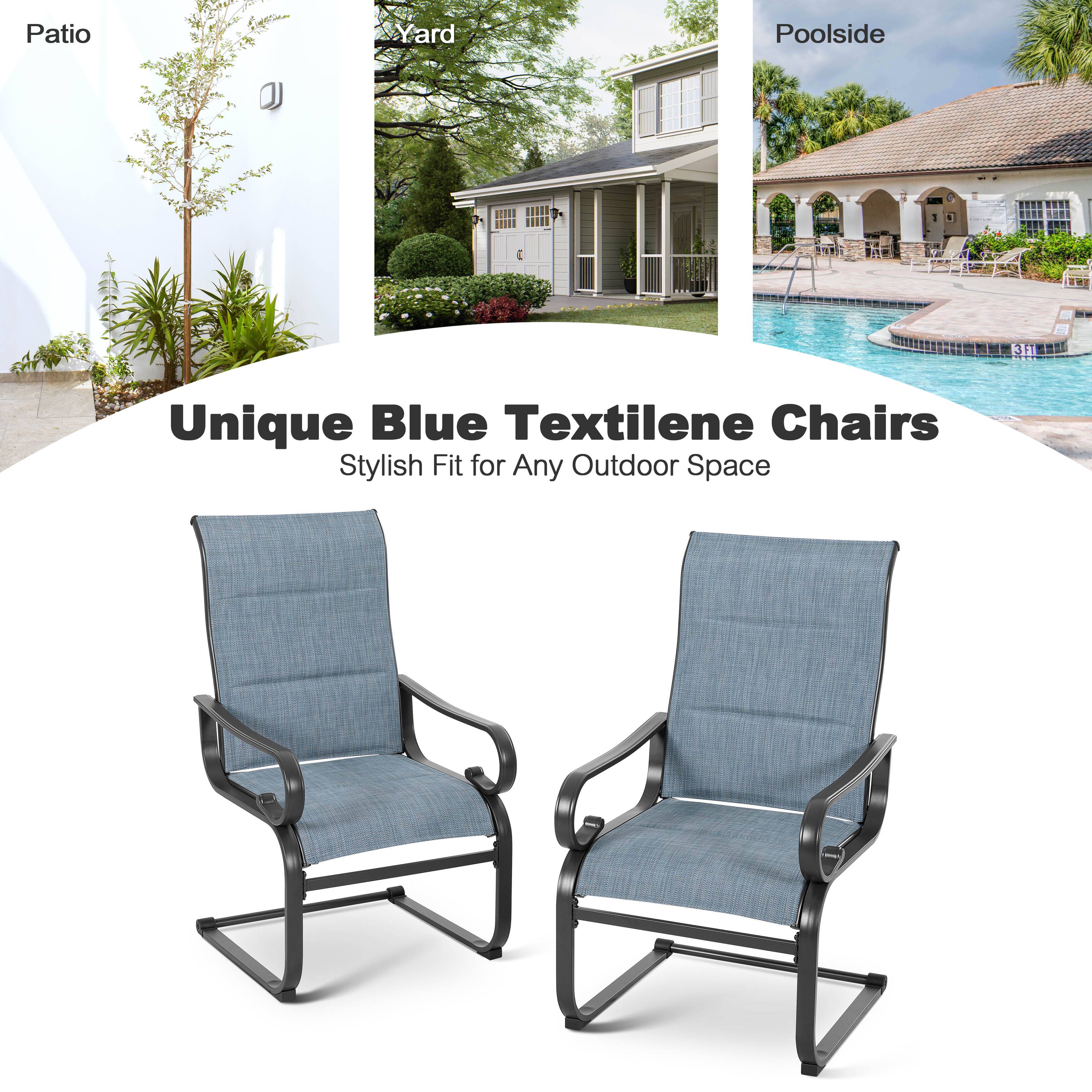 Patio Yard Poolside

Unique Blue Textilene Chairs

Stylish Fit for Any Outdoor Space