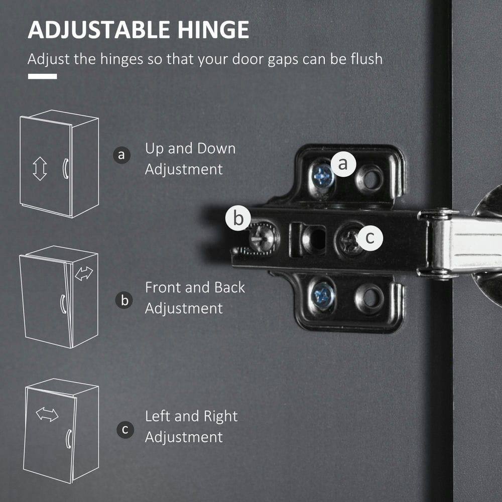 ADJUSTABLE HINGE

Adjust the hinges so that your door gaps can be flush

a. Up and Down Adjustment

b. Front and Back Adjustment

c. Left and Right Adjustment