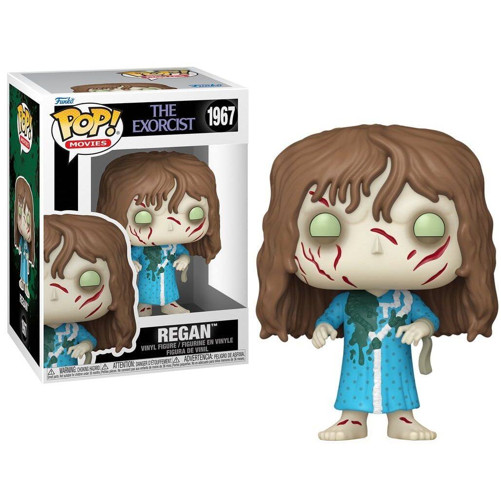 Sure, here is the corrected and grouped text from the image:

---

**Funko POP! MOVIES**

**THE EXORCIST 1967**

**REGAN™**

**VINYL FIGURE EN VINYLE FIGURINE FIGURA DE VINIL**

**WARNING: CHOKING HAZARD - Small parts. Not for children under 3 years.**

**ATTENTION: DANGER - PELIGRO DE ASFIXIA - ADVERTENCIA: PELIGRO DE ASFIXIA**

---

This text is taken from the packaging of the Funko Pop! vinyl figure.