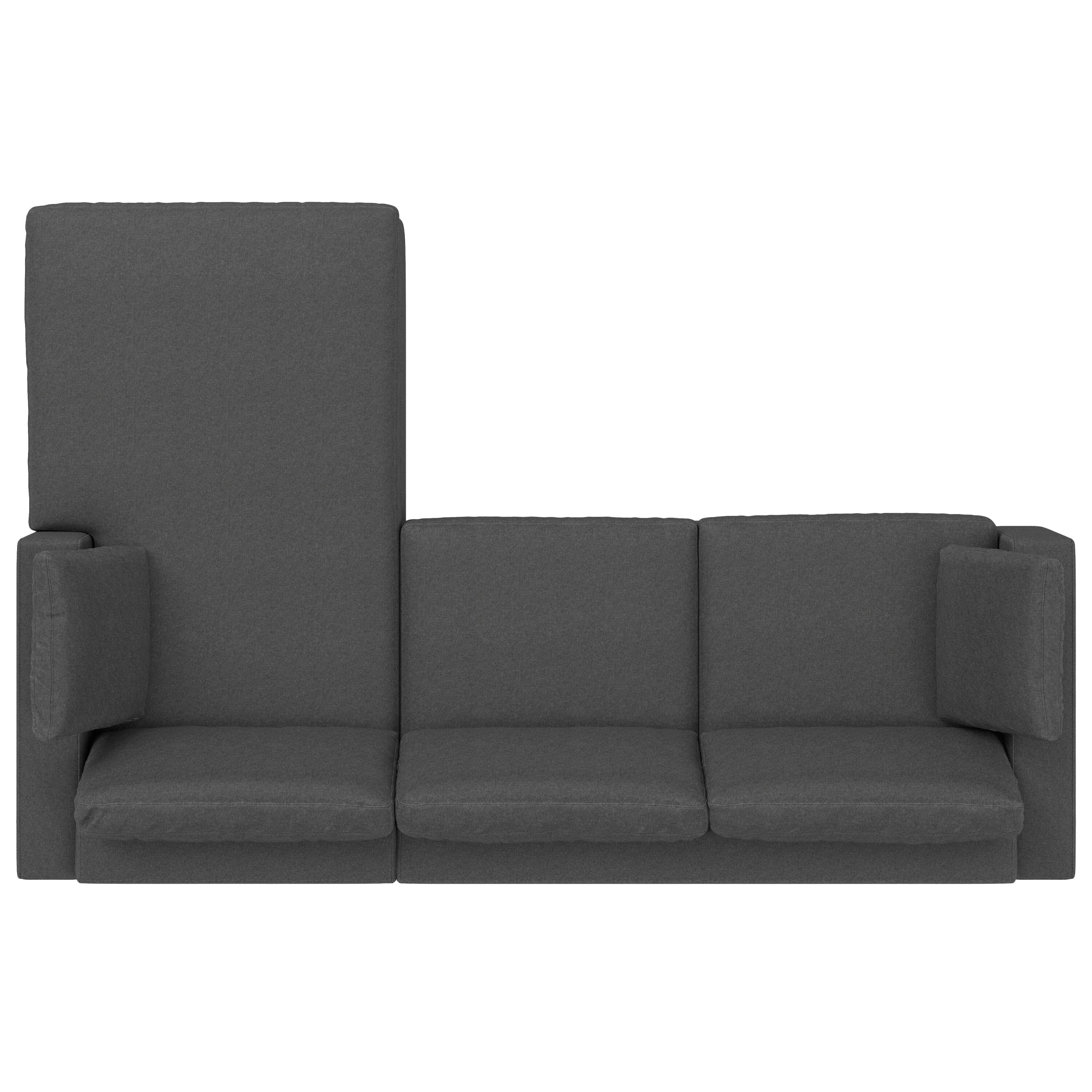 Back. Simpli Home - Charlie Right-Facing Sectional in Tightly Woven Performance Fabric - Pebble Grey.