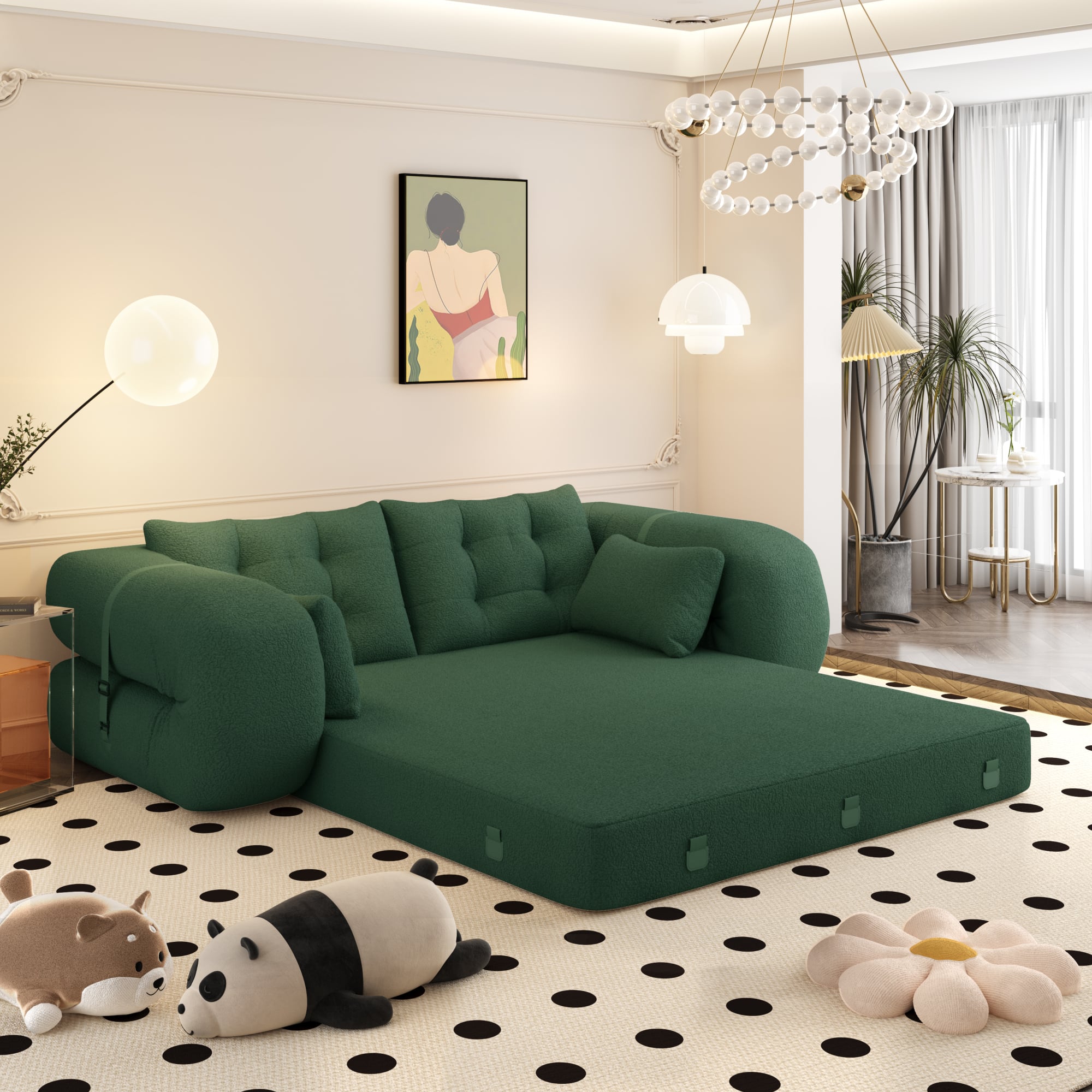 GOODSILO - Multi-Functional Floor Sofa Bed | Versatile Seating & Sleeper with Removable Pillows for Modern Spaces - Green