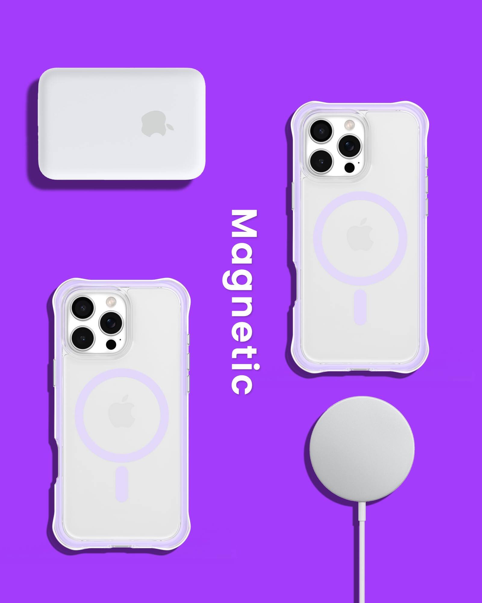 Alt View 6. Ornarto - ORNARTO Air Case for iPhone 16 Pro Max Clear,Compatible with MagSafe,Military-Grade Drop Protection Case-Purple - Purple.