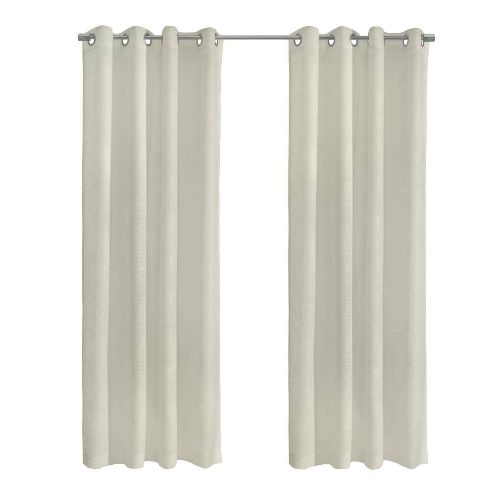 Commonwealth Home Fashions - Habitat Boucle Sheer Premium Stylish and Functional Grommet Curtain Panel 52" x 108" - Off White