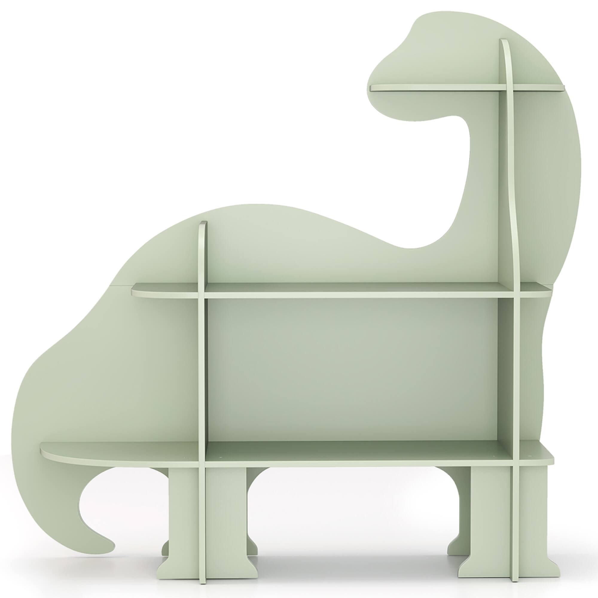 Alt View 9. Gymax - Gymax 3-Tier Dinosaur Kids Bookshelf Toy Storage Organizer Montessori Book Shelf - Green.