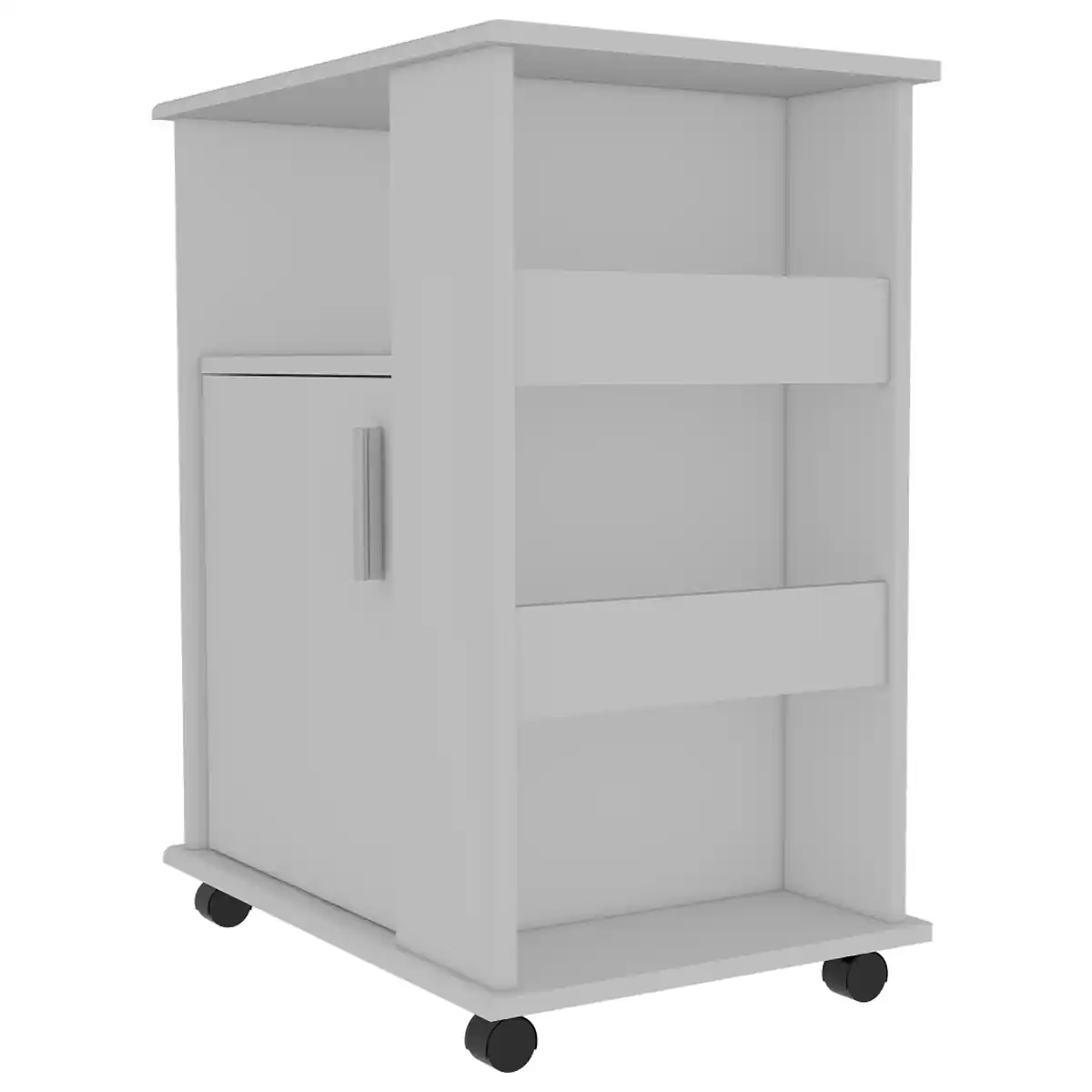 Alt View 1. Loheer - Loheer White Microwave Stand Single Door Kitchen Cabinet 29-Inch High Pantry - White.
