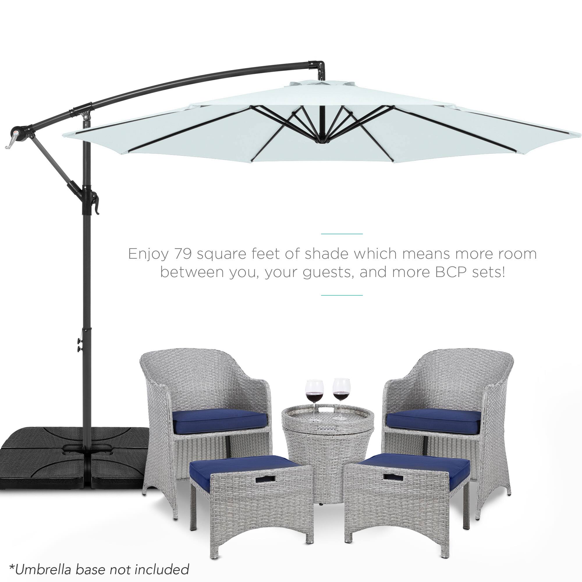 Enjoy 79 square feet of shade which means more room between you, your guests, and more BCP sets!

*Umbrella base not included