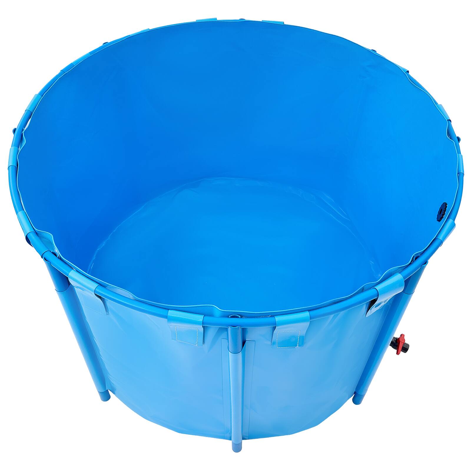 Alt View 5. VEVOR - Canvas Fish Pond, 448.8 Gal Capacity Above Ground Fish Pond, Foldable PVC Koi Tank,Round Goldfish Tank with Stable Frame - Blue.