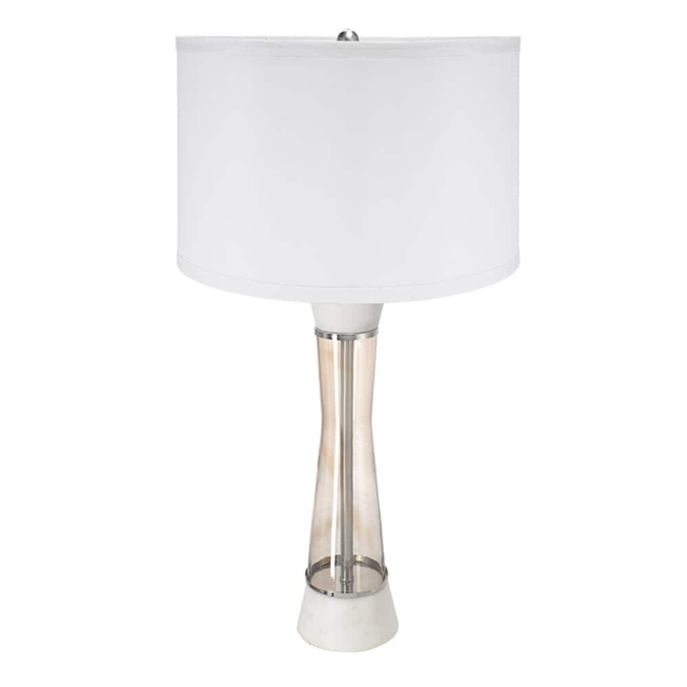 Luckbyte - 15x30.2 Inch White Bronze Marble Table Lamp With Glass Cylinder Shade Assembly Required