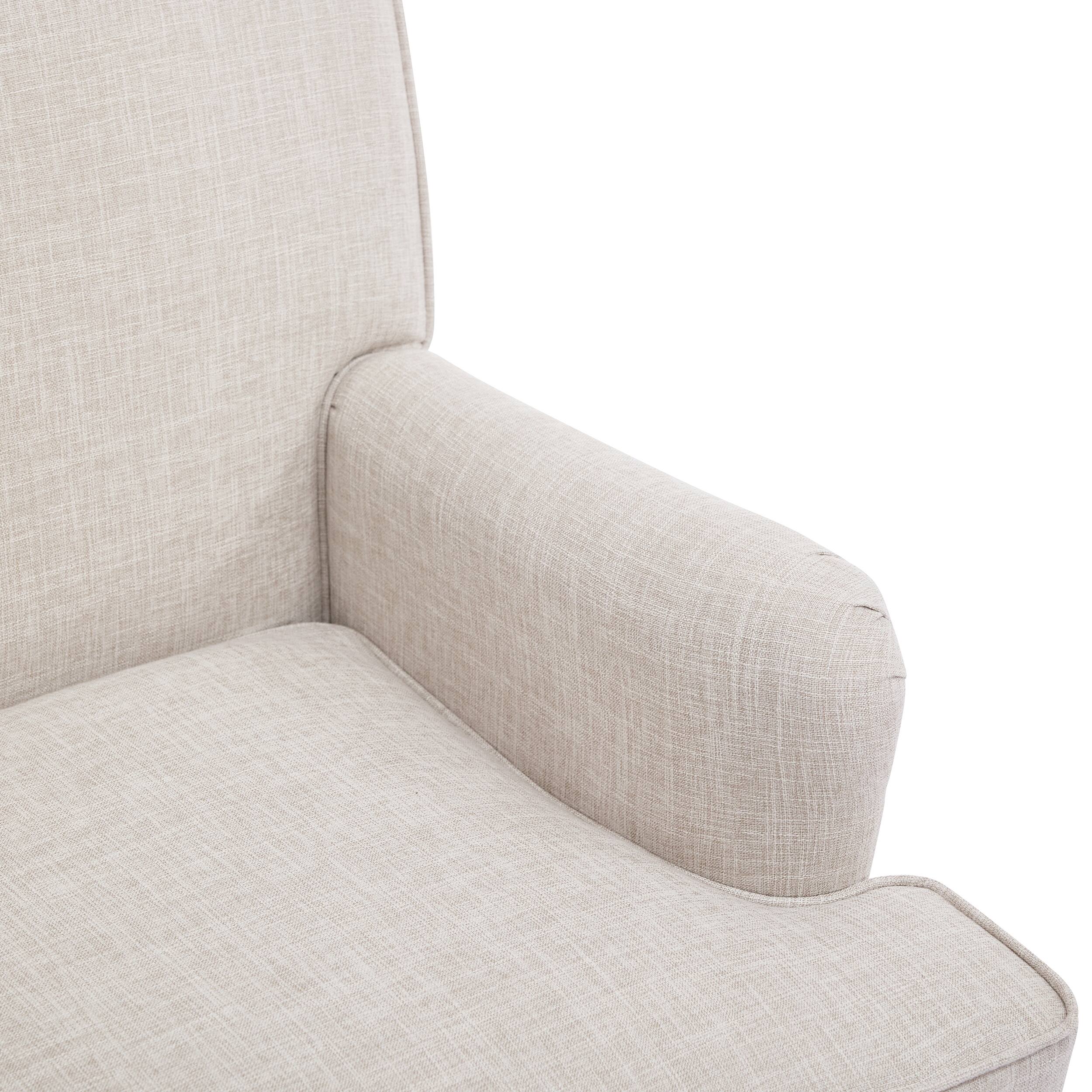 Alt View 1. Bestier - Vintage Accent Chair Beige Linen Armchair with Solid Wood Legs, Single Sofa Reading Chair for Living Room Bedroom - Beige.