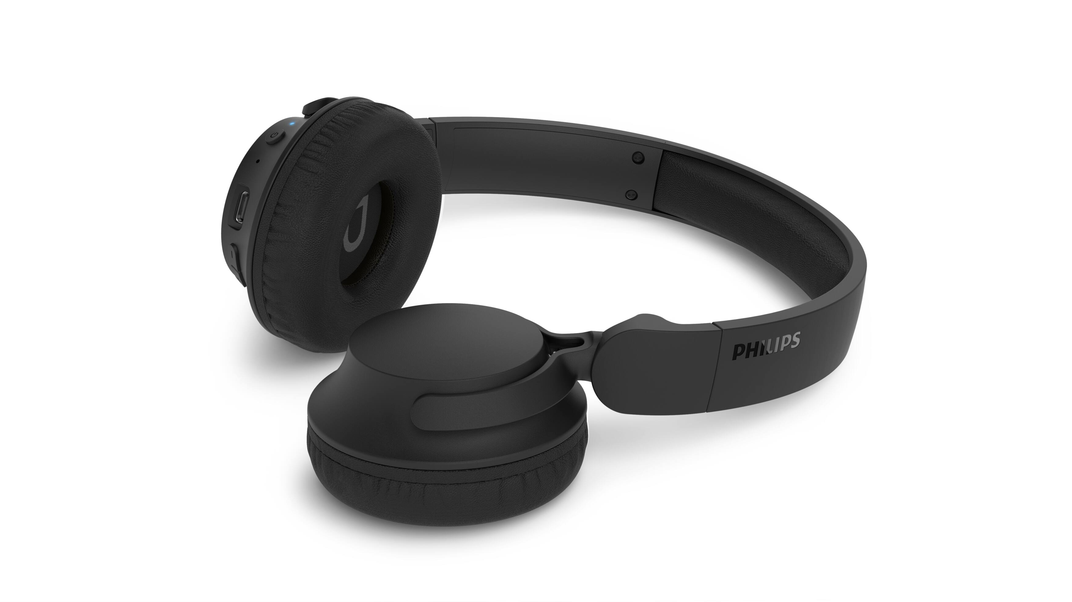 Angle. Philips - TAH4000 Wireless On-Ear Bluetooth Headphones, 70H Playtime, Dynamic Bass - Black.