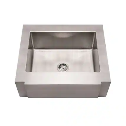 Front. Whitehaus - Noah's Collection Brushed Stainless Steel Commercial Single Bowl Sink - Silver.