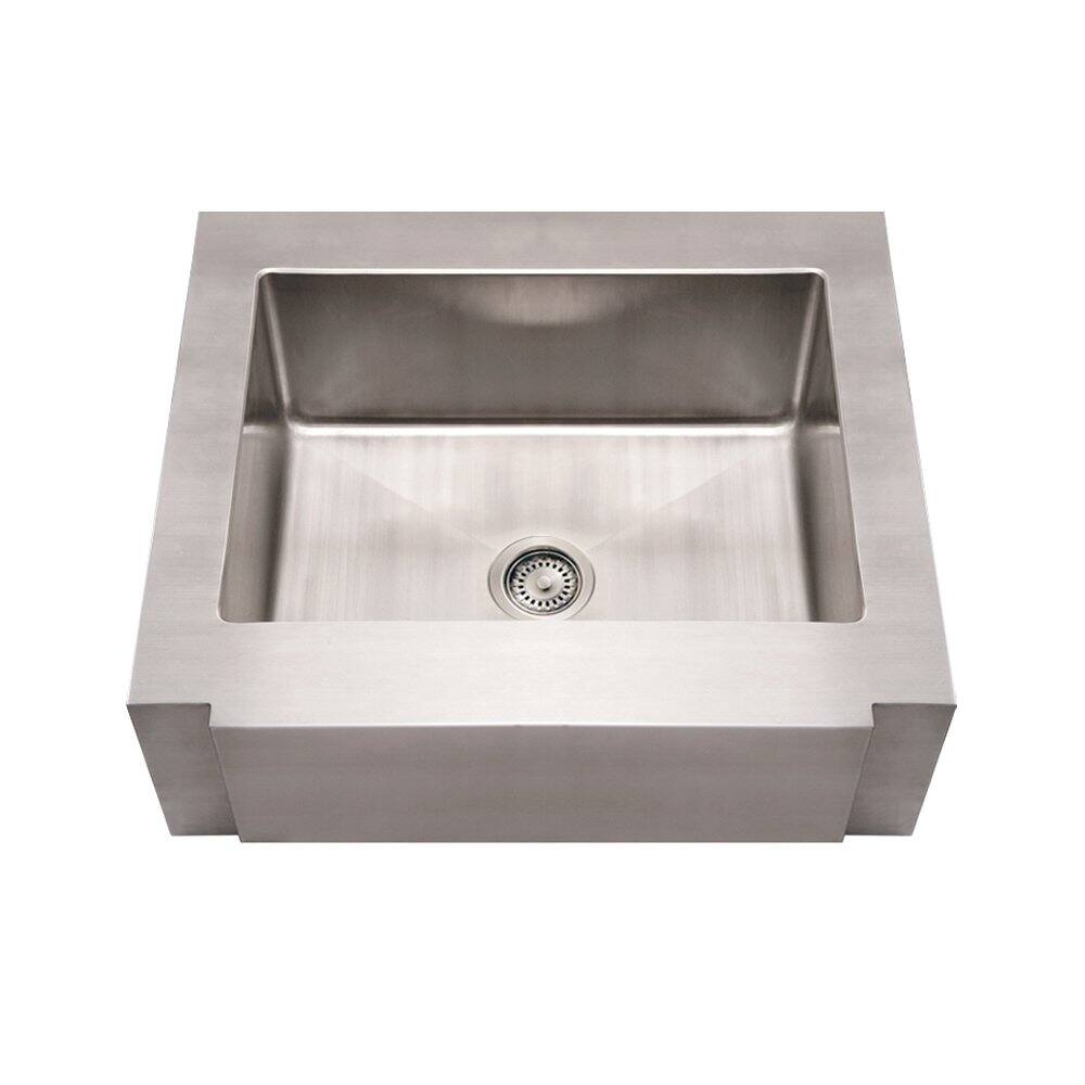Front. Whitehaus - Noah's Collection Brushed Stainless Steel Commercial Single Bowl Sink - Silver.