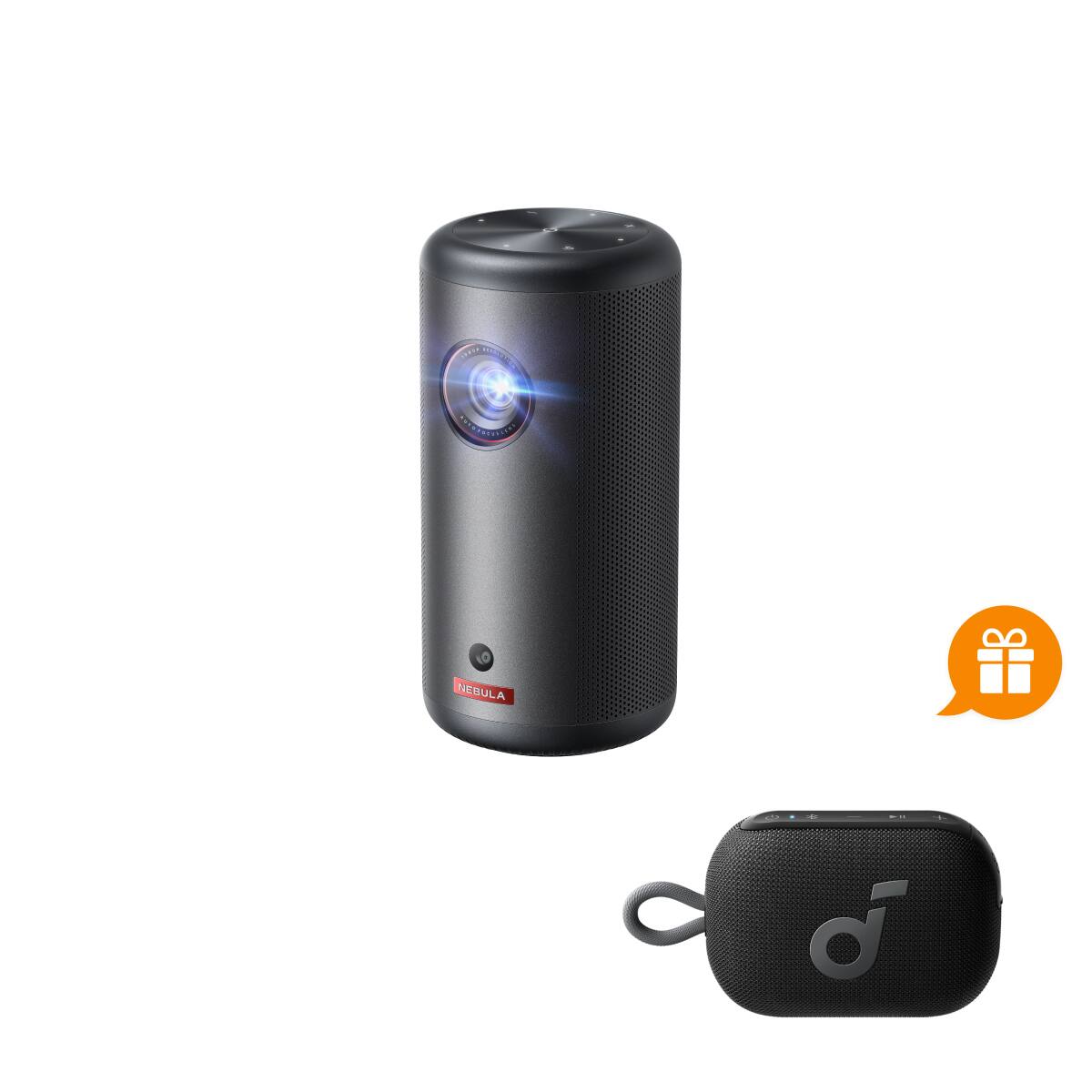 Front. Nebula - NEBULA Capsule 3 GTV Outdoor Projector with Select 4 Go Bluetooth Speaker - Black.