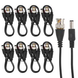 Unique Bargains - 8pcs 1.2FT BNC Pigtail Cable BNC Male + DC Power Male Open End for DVR CCTV Camera - Black