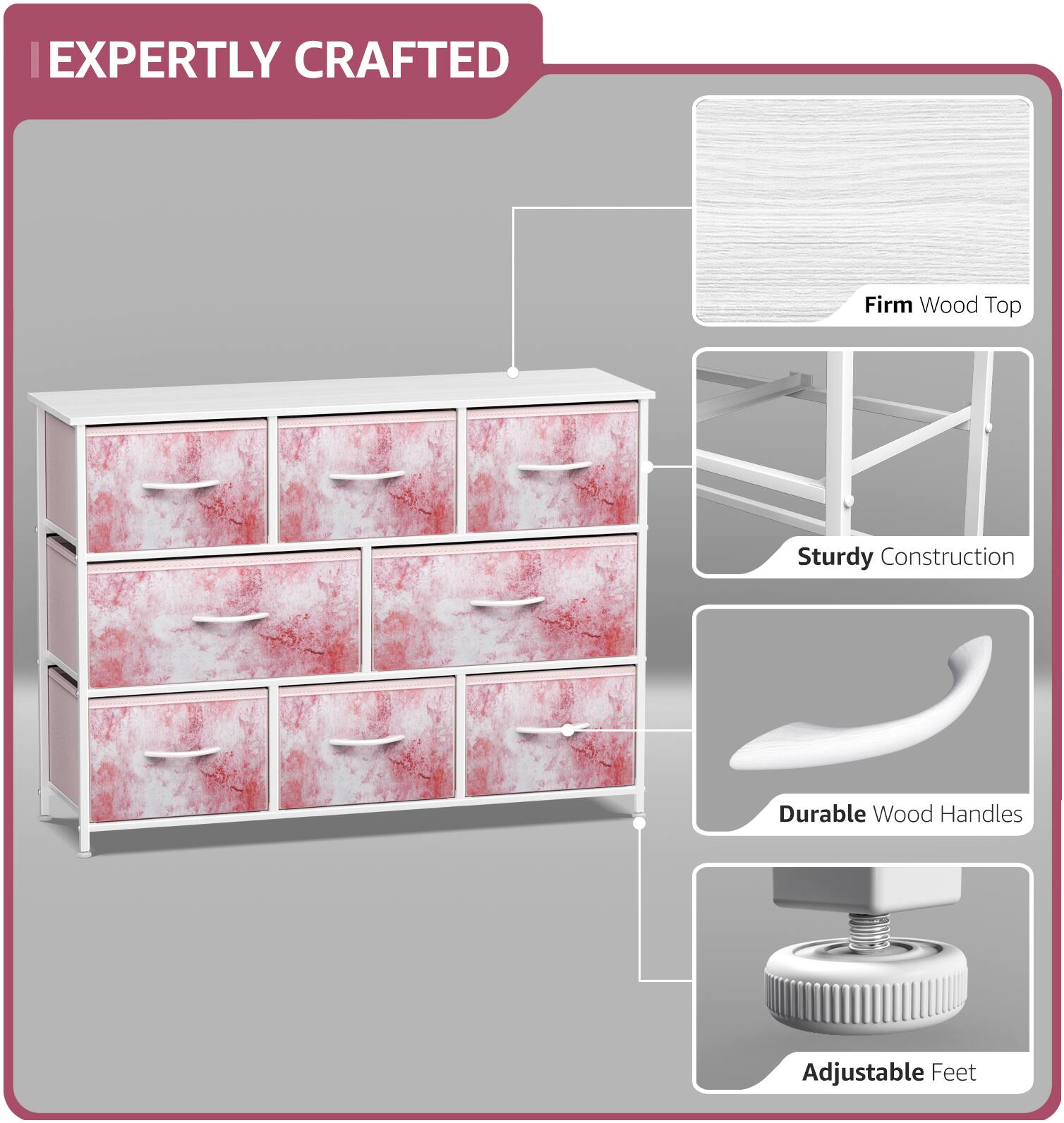 EXPERTLY CRAFTED

- Firm Wood Top
- Sturdy Construction
- Durable Wood Handles
- Adjustable Feet