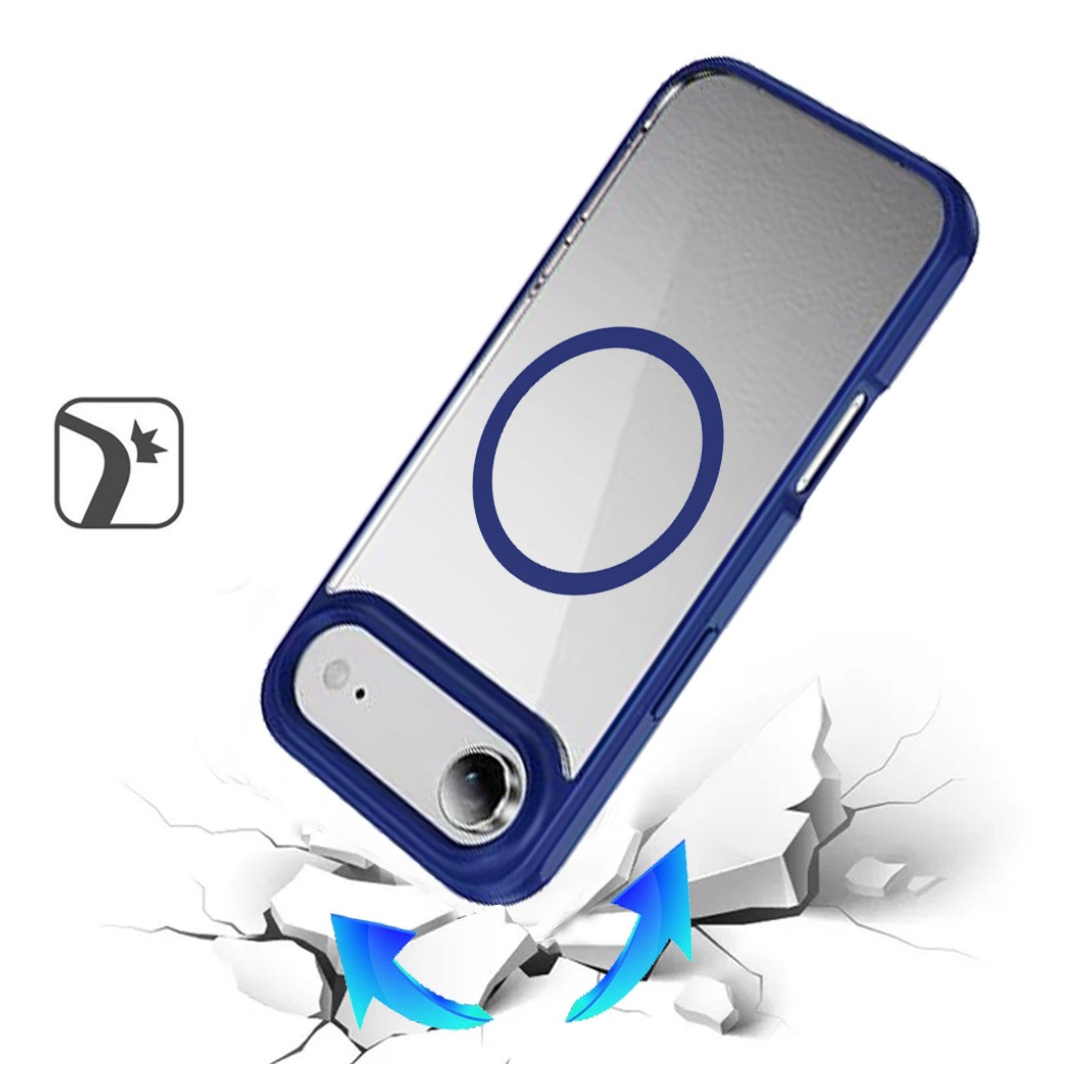 Left. Kitcheniva - Premium Magnetic Circle Shockproof Phone Case With Tempered Glass For iPhone Air Navy Blue - Navy Blue.