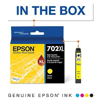 IN THE BOX

DESIGN FOR EXCELLENCE

EPSON
EXCEED YOUR VISION

702XL
High-capacity ink cartridge
2.5x more prints*

Yellow
Joune

GENUINE EPSON INK

7021
Yellow
Y