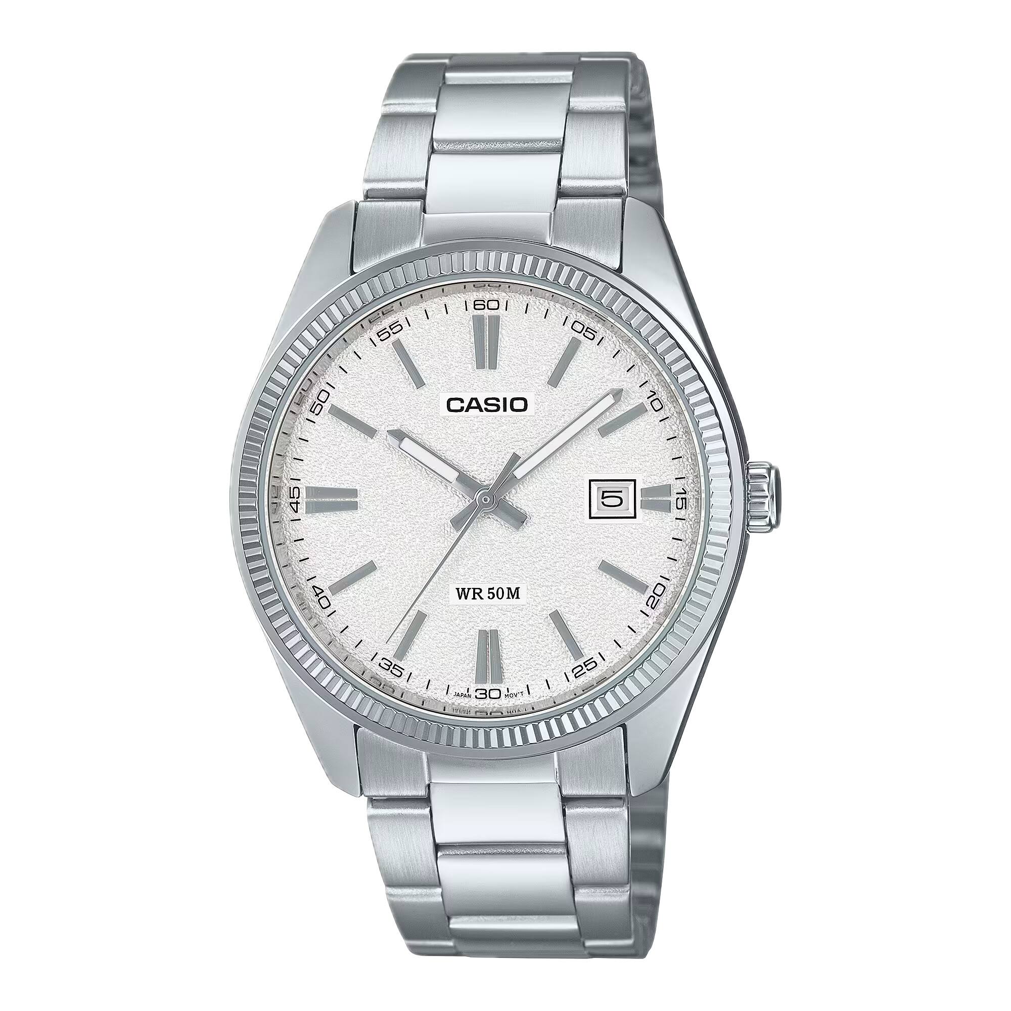Casio - Men’s Matte Dial Stainless Steel Bracelet Watch - MTP-1302DA-7AVDF - Silver