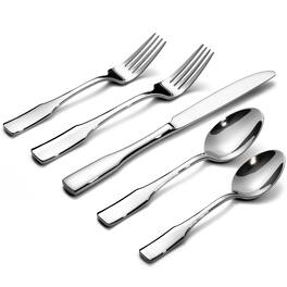 Dazzed Corner - 40-Piece Silverware Set,Service for 8,Stainless Steel Flatware Set,Dishwasher Safe - Silver