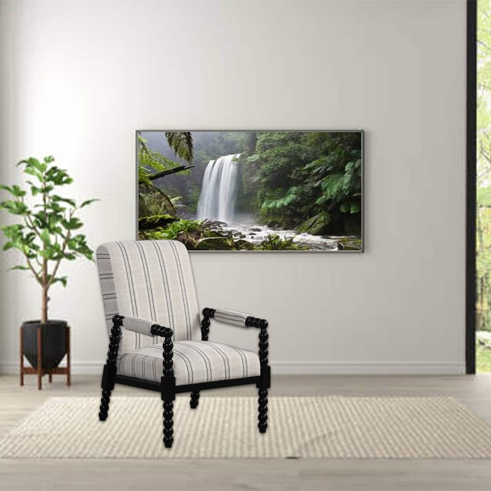 Hivvago - Modern Upholstered Armchair with Rubberwood Frame for Living Room Seating - Beige