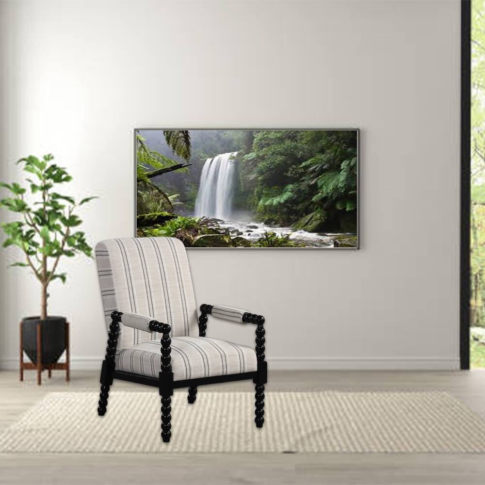 Front. Hivvago - Modern Upholstered Armchair with Rubberwood Frame for Living Room Seating - Beige.