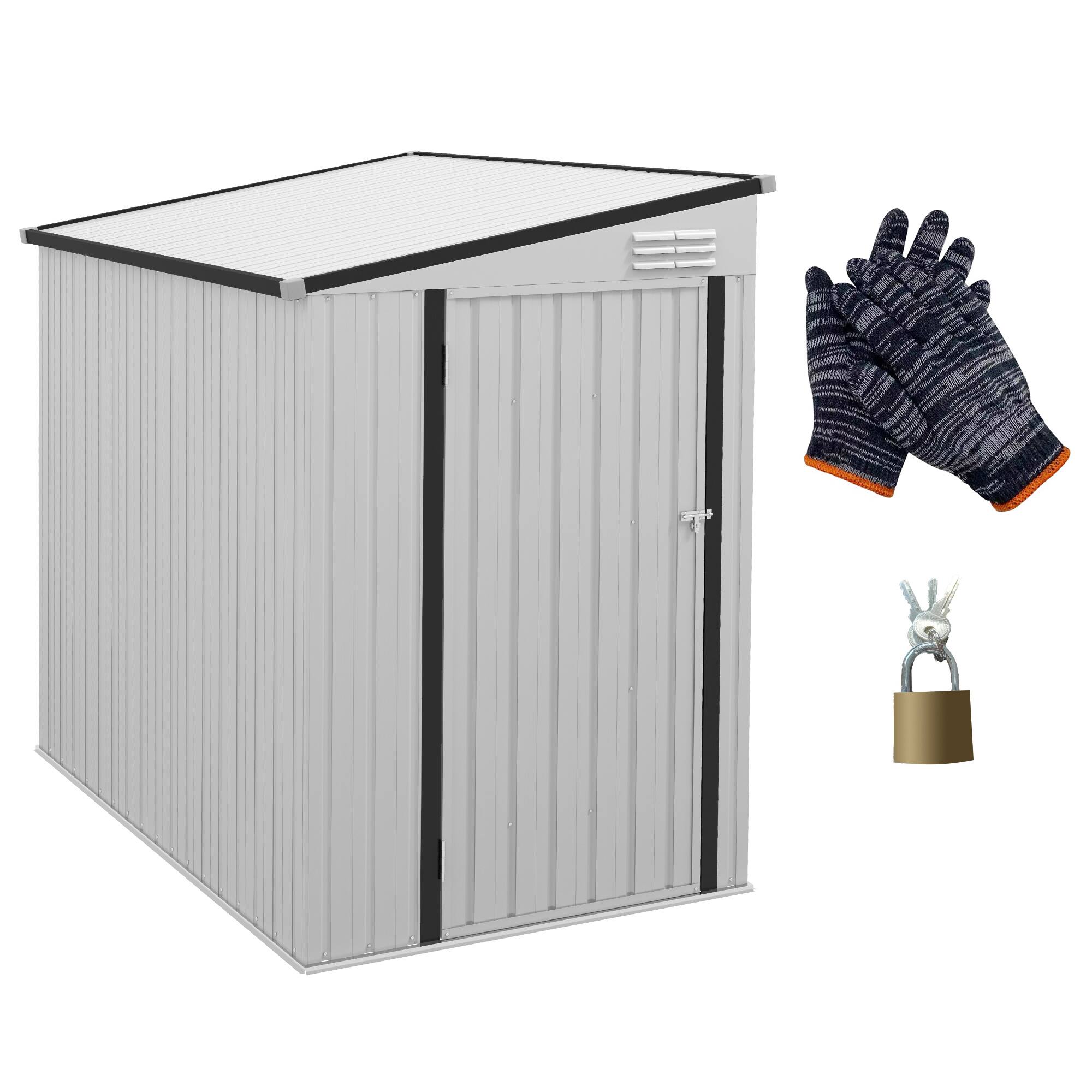 ゆん Outsunny 8' x 6' Metal Garden Storage Shed, Outdoor Tool