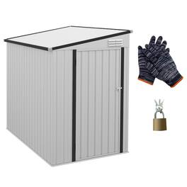 Outsunny - 4' x 6' Metal Outdoor Storage Shed, Lean to Storage Shed, Garden Tool Storage House with Lockable Door