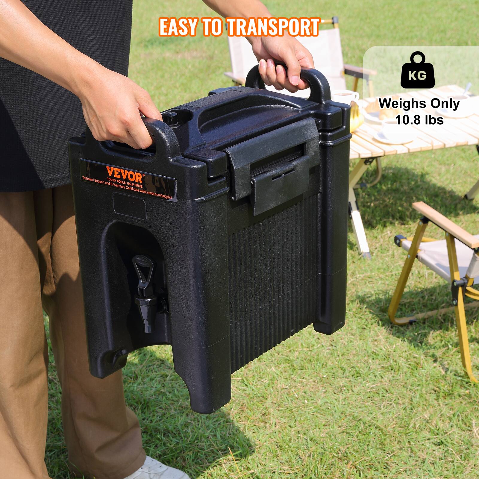 EASY TO TRANSPORT  
Weighs Only 10.8 lbs  

VEVOR  
Thermal Support, Extra Thick, Half Freezer, and Energy Efficient.  
www.vevor.com/support