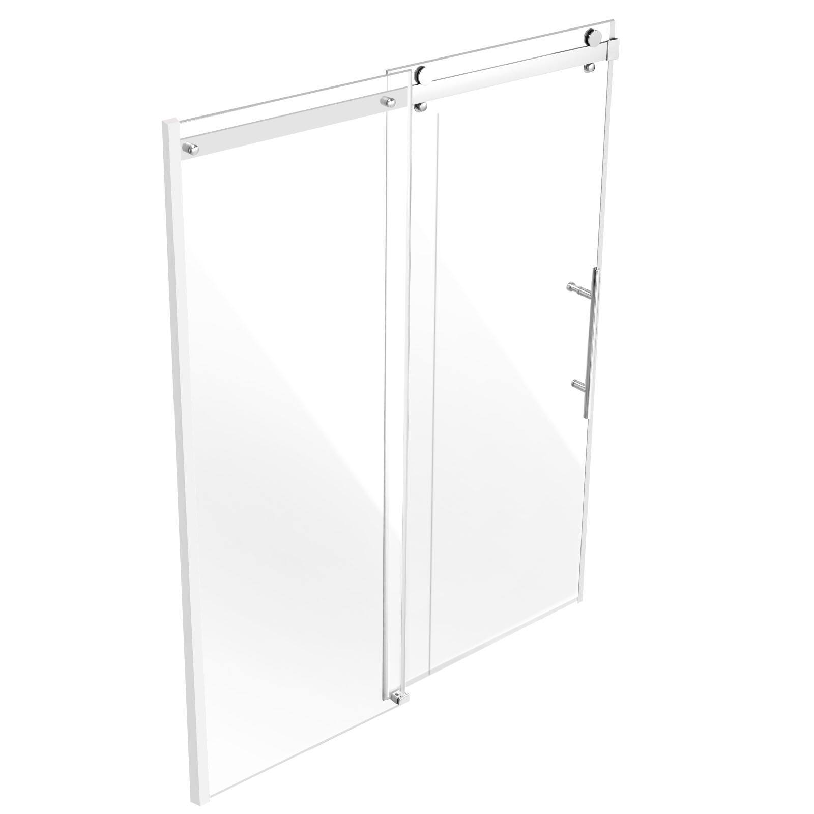 Alt View 5. VEVOR - Frameless Shower Door, 58-59 W x 75 H in, Shower Sliding Glass Door with 5/16 in(8mm) Clear SGCC Tempered Glass - White.