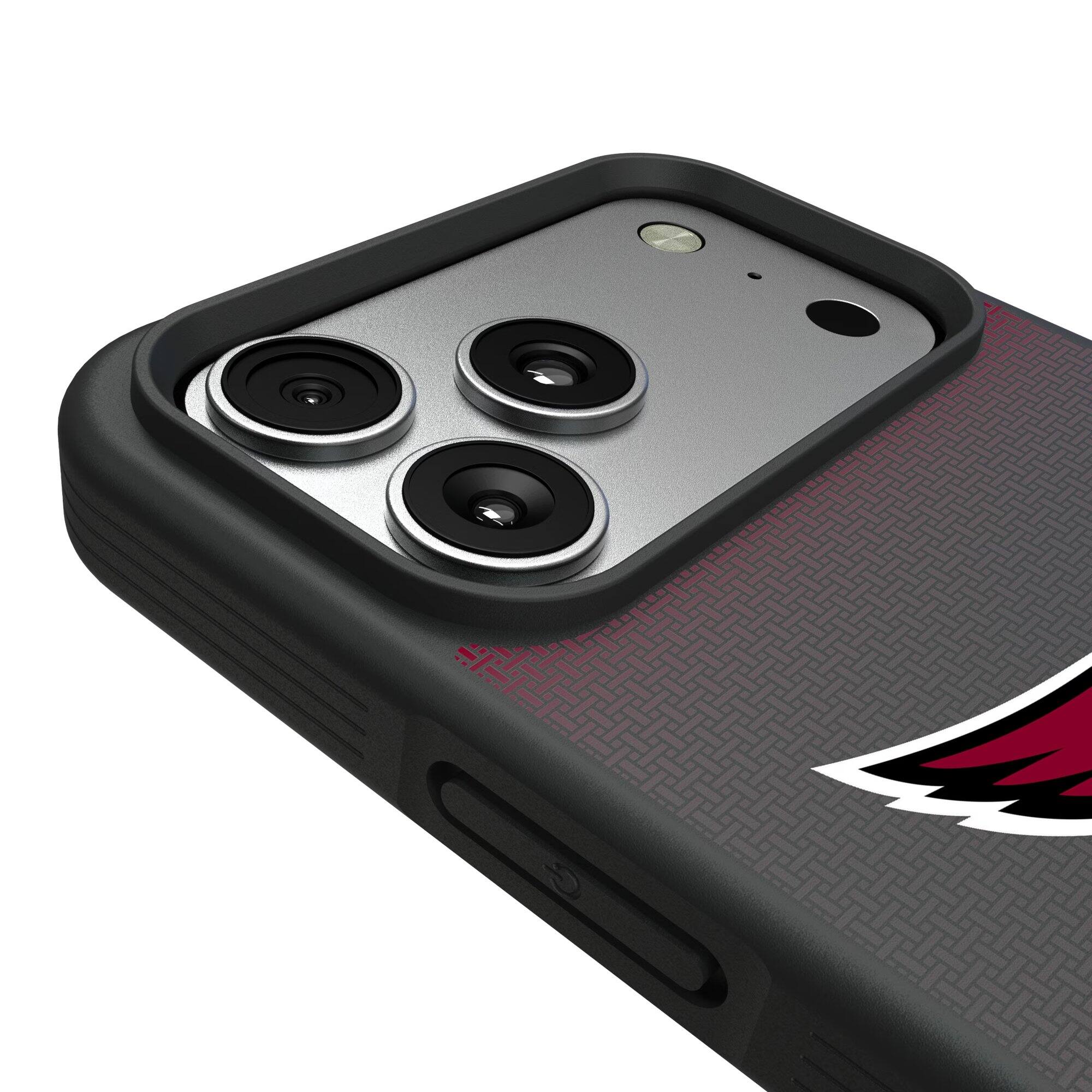 Alt View 2. Keyscaper - Arizona Cardinals Linen Logo iPhone Bump Case - 16 Pro Max - Black.